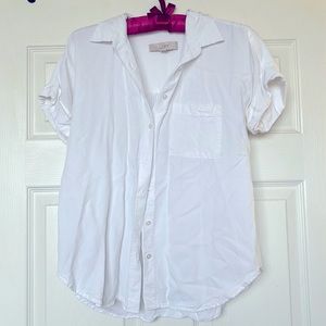 Soft White Button Up Short Sleeve Blouse